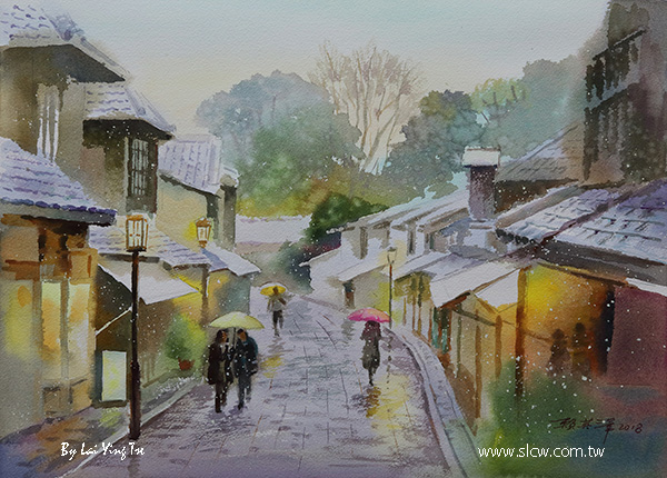 Kyoto Old Street_painted by Lai Ying-Tse_京都老街_賴英澤 繪